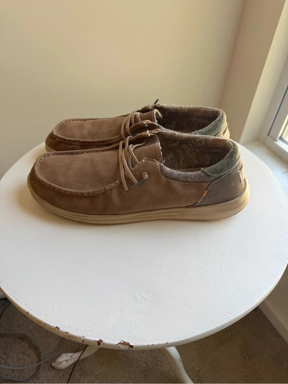Hey Dude Tan Brown Canvas Slip-On Loafers